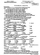 Đề kiểm tra giữa học kỳ I môn Tiếng Anh Lớp 12 - Mã đề 003 - Năm học 2017-2018 - Trường THPT Phạm Quang Thẩm